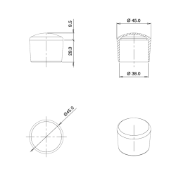 Tappo Puntale Calzante Morbido di Gomma Termoplastica NERO per Tubolari di 38 mm di Diametro - coprivite-copridado - ajile