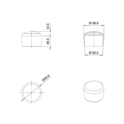 Embout Enveloppant Caoutchouc Thermoplastique Flexible NOIR pour Tube de Diamètre 50 mm - embout enveloppant - embout - ajile