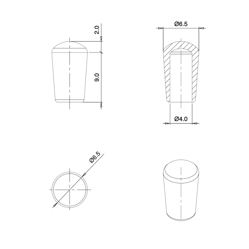 Tappo Puntale Calzante Morbido di Gomma Termoplastica BIANCO per Tubolari di 4 mm di Diametro - coprivite-copridado - ajile
