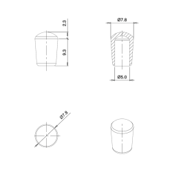 Thermoplastic Rubber Bush Ferrule WHITE for 5 mm Diameter Tube - finishing caps - screw-nut cap - ajile