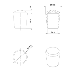 Thermoplastic Rubber Bush Ferrule WHITE for 8 mm Diameter Tube - finishing caps - screw-nut cap - ajile