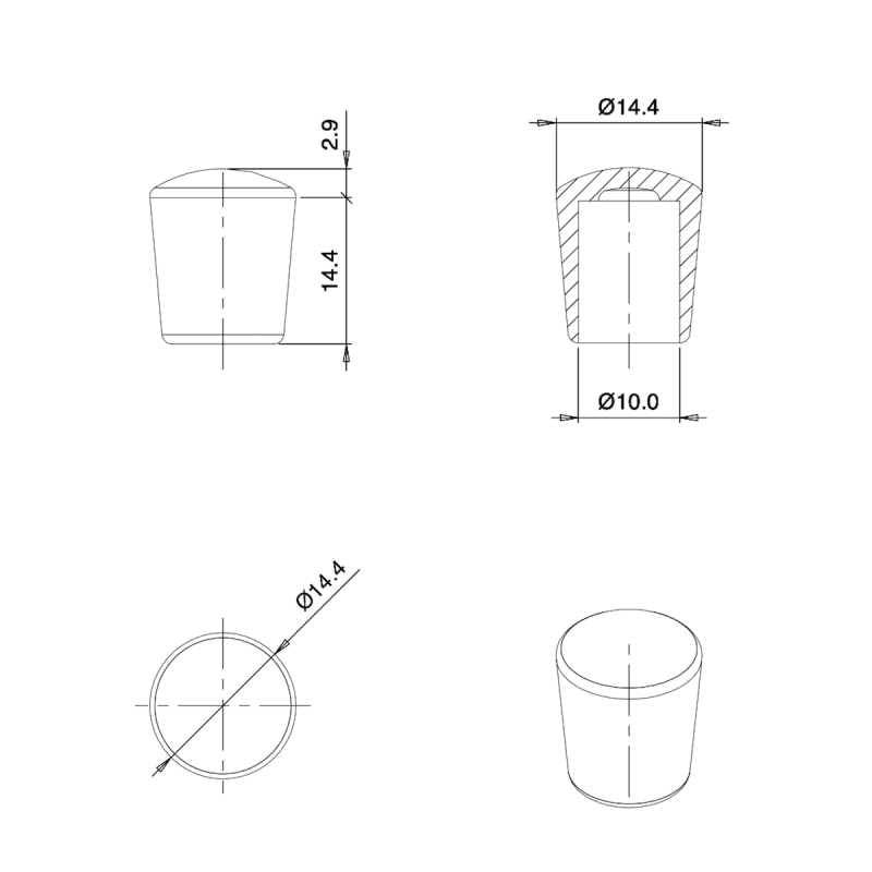 Tappo Puntale Calzante Morbido di Gomma Termoplastica BIANCO per Tubolari di 10 mm di Diametro - coprivite-copridado - ajile