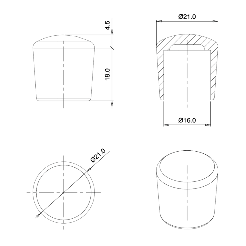 Embout Enveloppant Caoutchouc Thermoplastique Flexible BLANC pour Tube de Diamètre 16 mm - embout enveloppant - embout - ajile