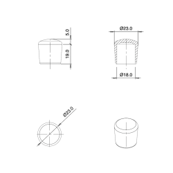 Thermoplastic Rubber Bush Ferrule WHITE for 18 mm Diameter Tube - finishing caps - screw-nut cap - ajile