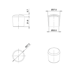 Embout Enveloppant Caoutchouc Thermoplastique Flexible BLANC pour Tube de Diamètre 22 mm - embout enveloppant - embout - ajile