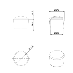 Thermoplastic Rubber Bush Ferrule WHITE for 40 mm Diameter Tube - finishing caps - screw-nut cap - ajile