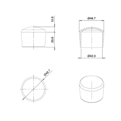 Tappo Puntale Calzante Morbido di Gomma Termoplastica BIANCO per Tubolari di 42 mm di Diametro - coprivite-copridado - ajile