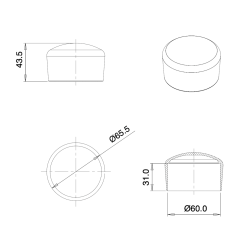 Embout Enveloppant Caoutchouc Thermoplastique Flexible BLANC pour Tube de Diamètre 60 mm - embout enveloppant - embout - ajile
