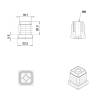 Embout plastique carré pour tube 22 x 22 mm avec trou fileté diam. 8 mm (M8) Embout plastique carré pour tube 22 x 22 mm avec trou fileté diam. 8 mm (M8)