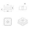 Embout plastique carré pour tube 60 x 60 mm avec trou fileté diam. 10 mm (M10) Embout plastique carré pour tube 60 x 60 mm avec trou fileté diam. 10 mm (M10)