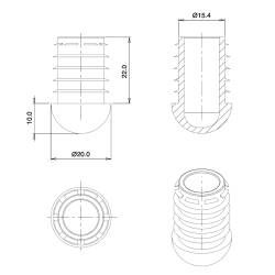 Embout Rond Bombé de Finition NOIR diamètre 20 mm