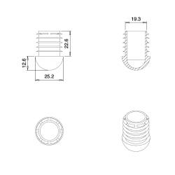 Embout Rond Bombé de Finition NOIR diamètre 25 mm