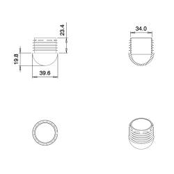 Round Finishing Semispherical Ribbed Insert BLACK diameter 40 mm