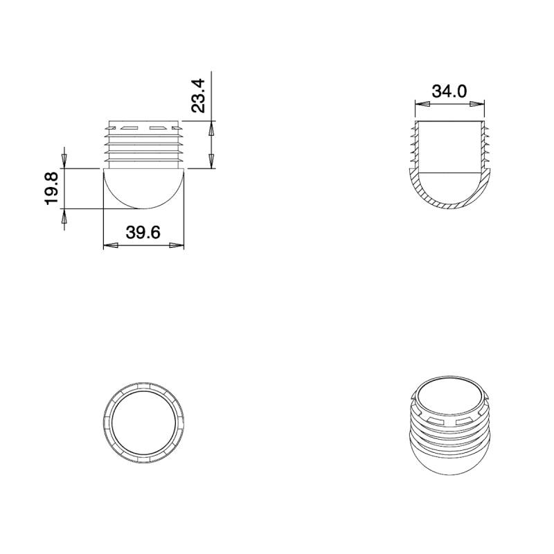 Inserto Rotondo Semisferico di Finitura NERO diametro 40 mm