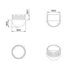 Round Finishing Semispherical Ribbed Insert BLACK diameter 60 mm