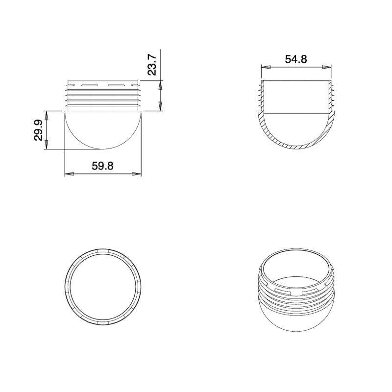 Round Finishing Semispherical Ribbed Insert BLACK diameter 60 mm