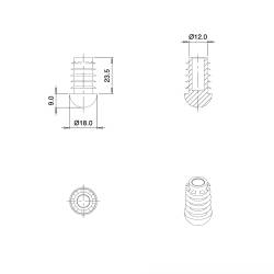 Anti-Skid Round Semispherical Ribbed Insert BLACK diameter 18 mm