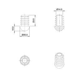 Inserto Antiscivolo Rotondo Semisferico NERO 20 mm