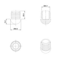 Inserto Antiscivolo Rotondo Semisferico NERO 30 mm