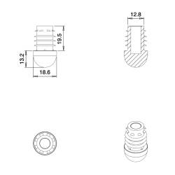 Embout Rond Bombé Renforcé NOIR diamètre 18 mm