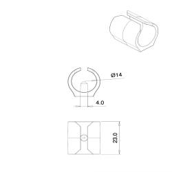 Embout à bride - Tube rond - Plusieurs dimensions - Noir
