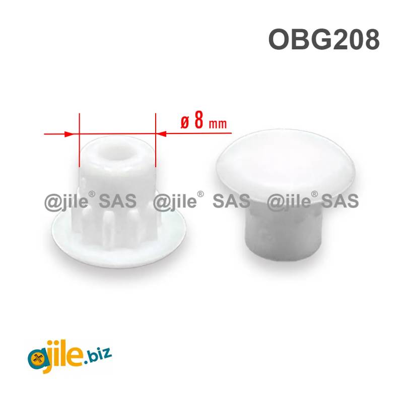 Round Plastic Hole Plug WHITE for 8 mm Diameter Hole - hole plug white - plugs & caps - screw-nut cap - ajile