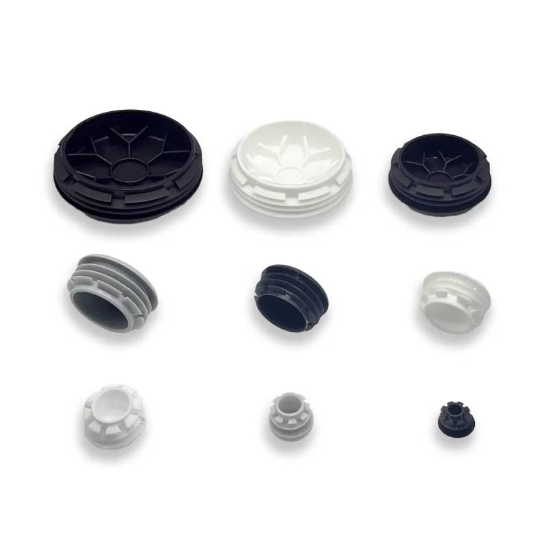 Flat round flush end cap plug for tube, sheet metal, … – Black Grey White – Multiple sizes
