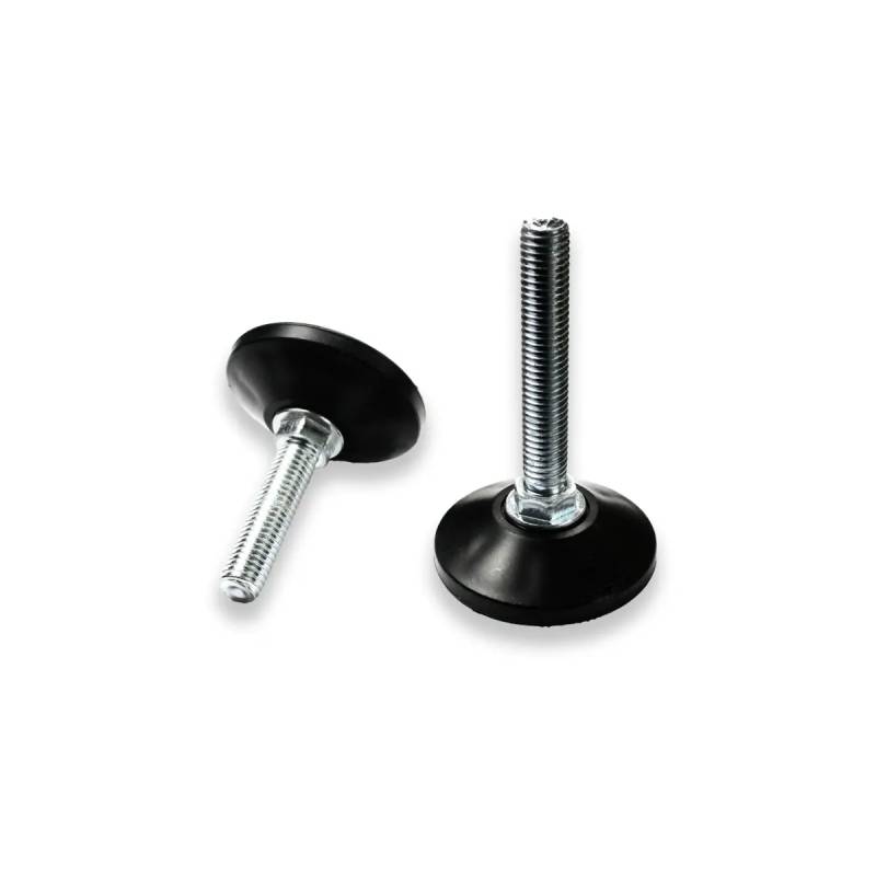 Piedino regolabile con vite M10 x 60 mm base 50 mm - Acciaio zincato con piede di plastica