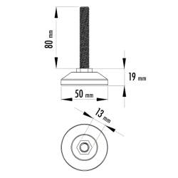 M10 x 80 mm Nivellierfuss 50 mm Diam - Gewinde: Stahl verzinkt, Fuss: Kunststoff