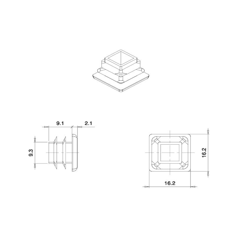 Extra-flat square end cap - Black & White - Ajile