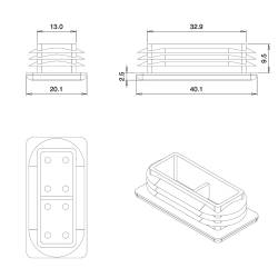 Extra-flat rectangular end cap - Black White - Ajile