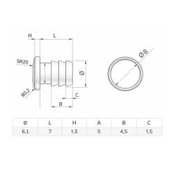 EVA push-in foot - Transparent - MULTIPLE SIZES