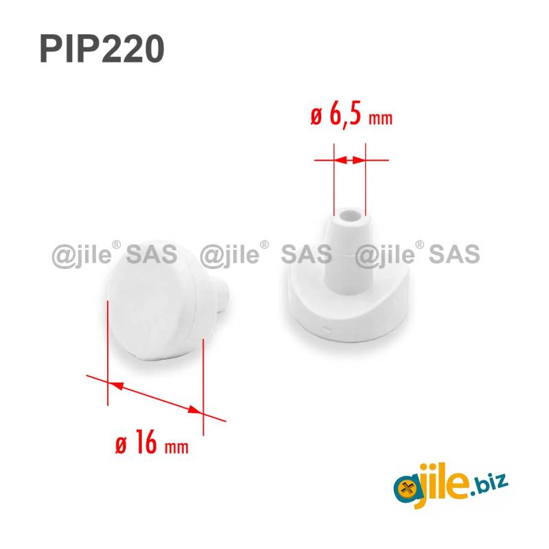 Butée type punaise Ø6 mm pour tube rond - Noir Blanc - Ajile
