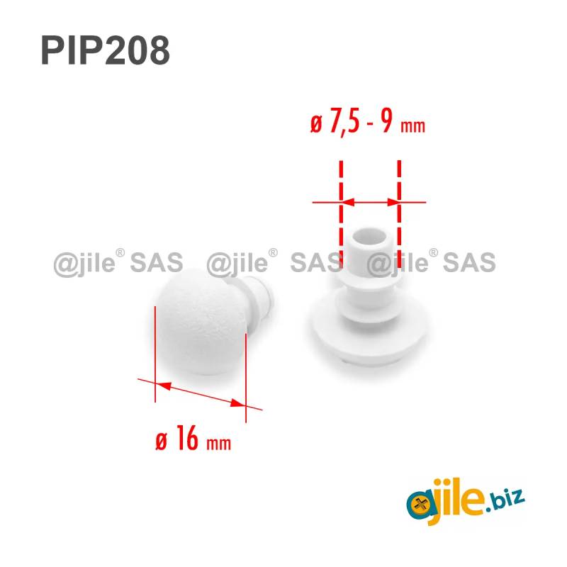 Small hemispherical foot Ø7.5 to Ø9 mm - Black White - Ajile