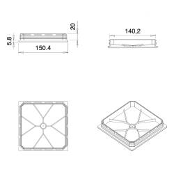 Inserto Quadrato di Plastica a Lamelle NERO per tubi di dimensoni 150 x 150 mm - Inserto Quadrato di Plastica NERO - inserto