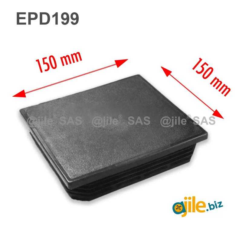 Embout Carré Plastique à Lamelles NOIR pour tube 150 x 150 mm - embout carré noir - embout carré - embout