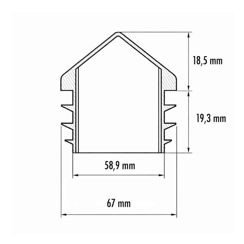 Tappo Copripilastro a Lamelle Quadro di Plastica NERO 70 x 70 mm per Tubolari Quadrati - inserto quadrato - inserto - ajile