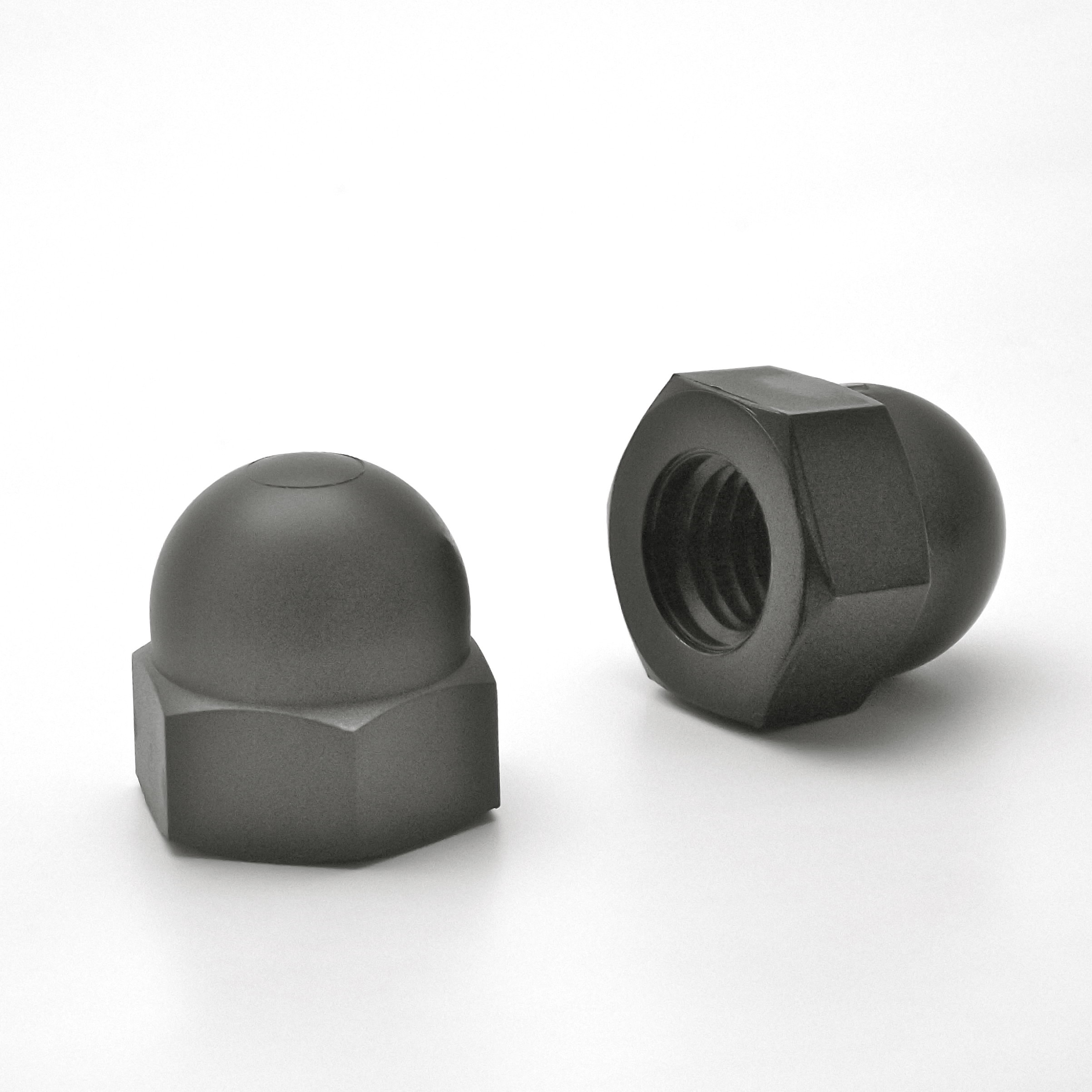 M6 DIN1587 : Plastic hex. M6 dome nut for 10 mm wrench - Black