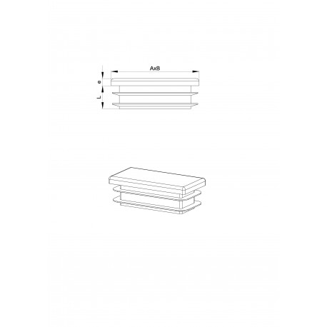 Embout rectangulaire à ailettes 60 x 25 mm Plastique GRIS