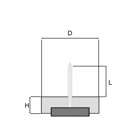28 mm diam. Robuster Nagelgleiter mit umspriztem Wollfilz- BRAUN