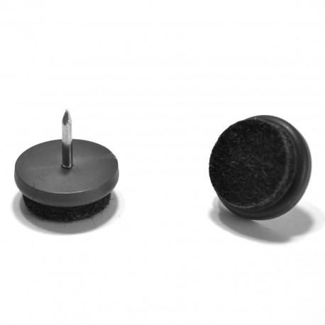 Patin Feutre diam. 28 mm Usage Intensif - Plastique BRUN et Feutre GRIS - À clouer