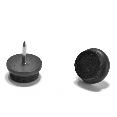Patin Feutre diam. 21 mm Usage Intensif - Plastique BRUN et Feutre GRIS - À clouer
