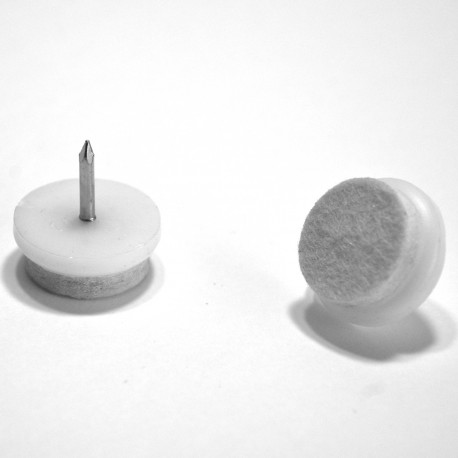 32 mm diam. Robuster Nagelgleiter mit umspriztem Wollfilz- WEISS