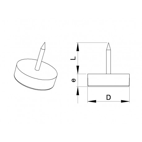 26 mm diam. Plastic nail on furniture glide BROWN