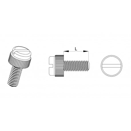 M4 x 16 : Knurled plastic slotted screw: diam. M4 length 16 mm