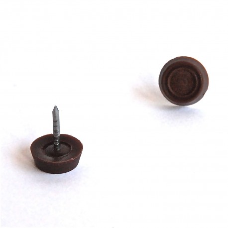 Sottosedia diam. 15 mm rotonda in plastica con chiodo - MARRONE