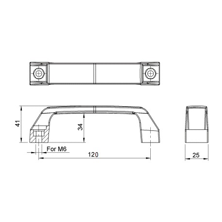 Poignée entraxe 120 PA noir
