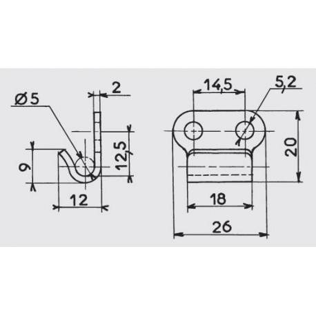 Chiusura a leva 82 x 32,5 mm in acciaio