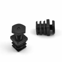 20 x 20 mm One-piece adjustable foot for square tube BLACK - Ajile 1