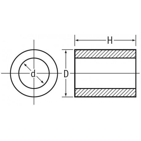 3,4x6x6 : Kunststoff Distanzhülsen für 6 mm lange M3 Schrauben